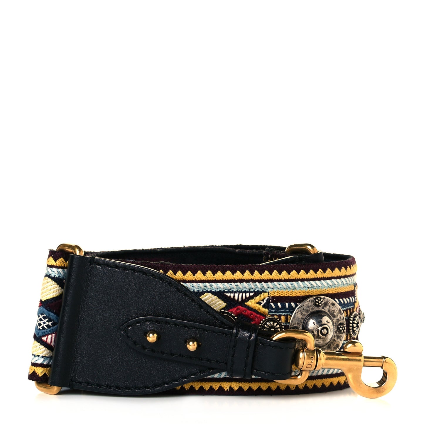 Canvas Embroidered Studded Bohemian Shoulder Strap Yellow