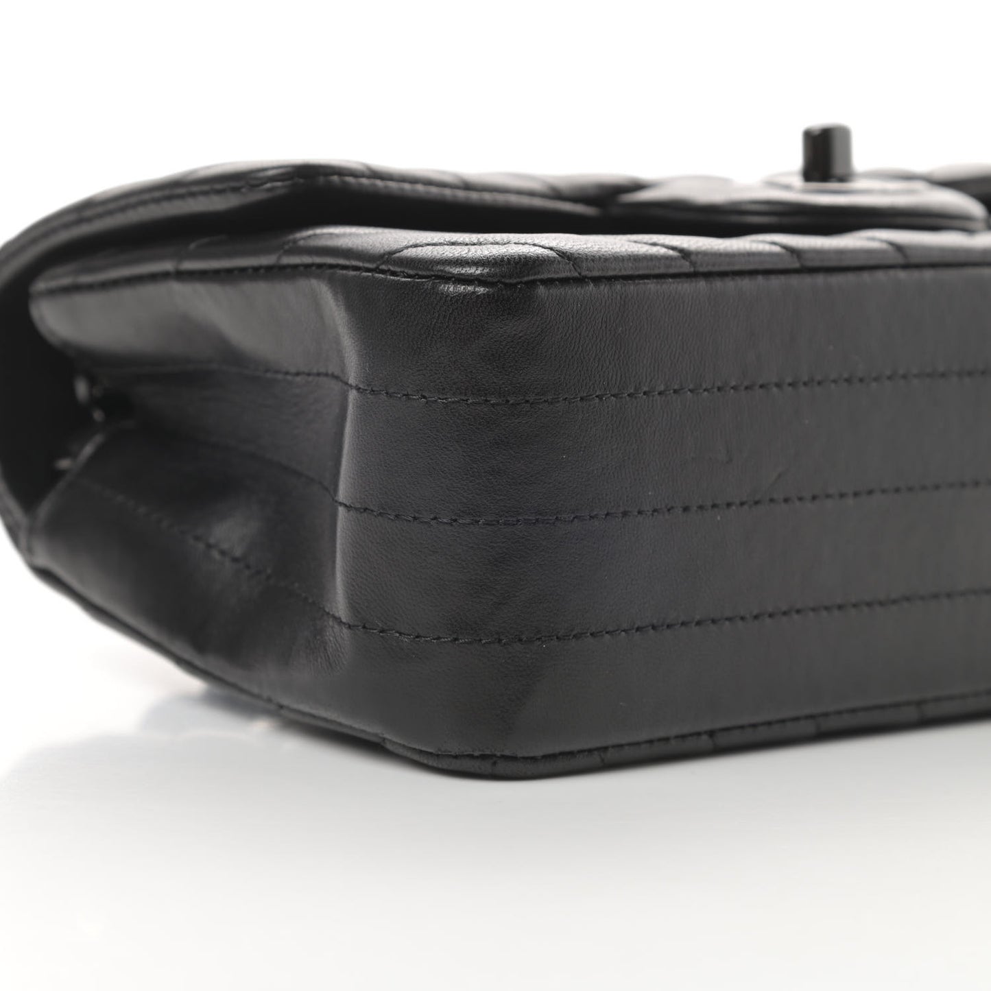 Lambskin Chevron Quilted Mini Rectangular Flap So Black