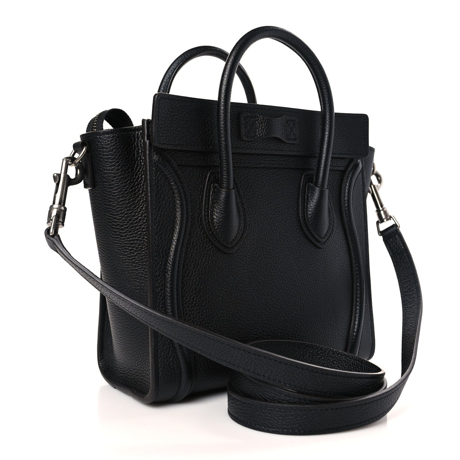 Celine Drummed Calfskin Nano Luggage Black 3 of 10