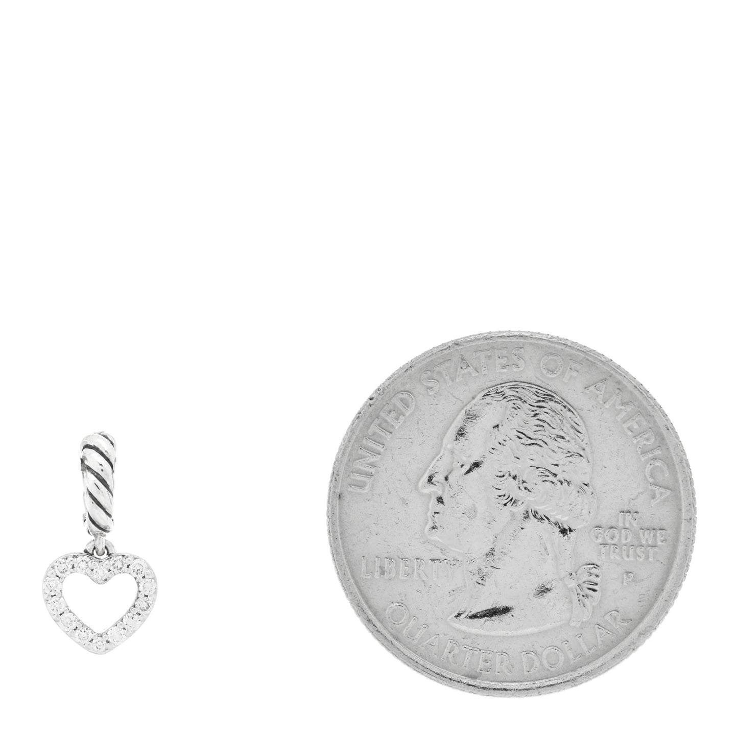 Sterling Silver Diamond Micro Pave Open Heart Amulet Pendant