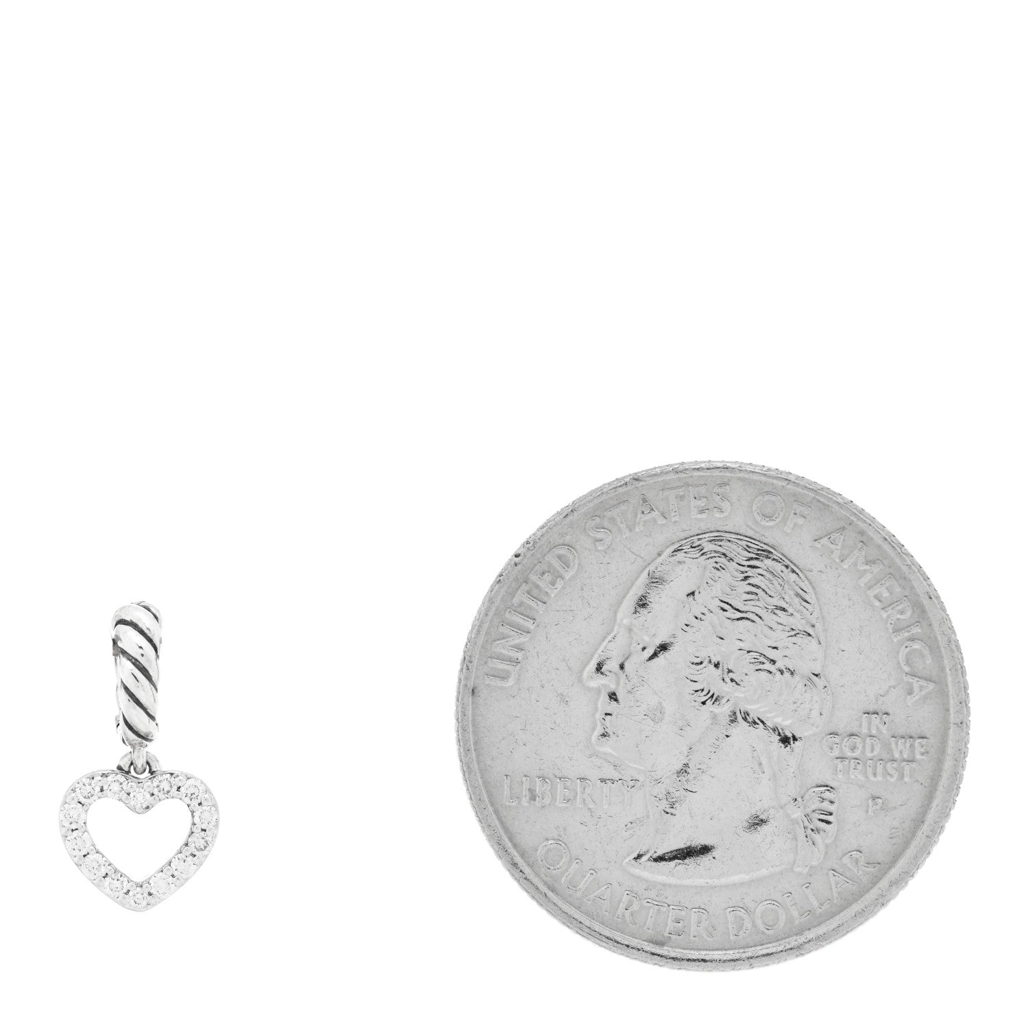 David Yurman Sterling Silver Diamond Micro Pave Open Heart Amulet Pendant 2 of 4