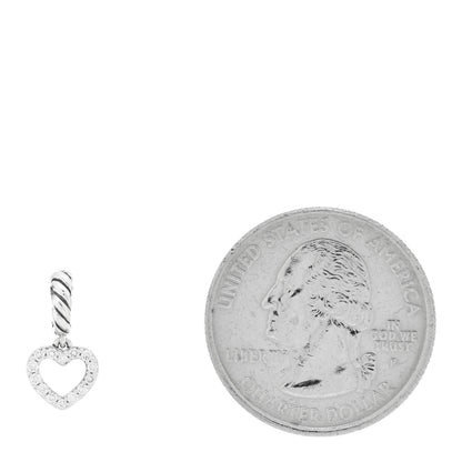 David Yurman Sterling Silver Diamond Micro Pave Open Heart Amulet Pendant 2 of 4
