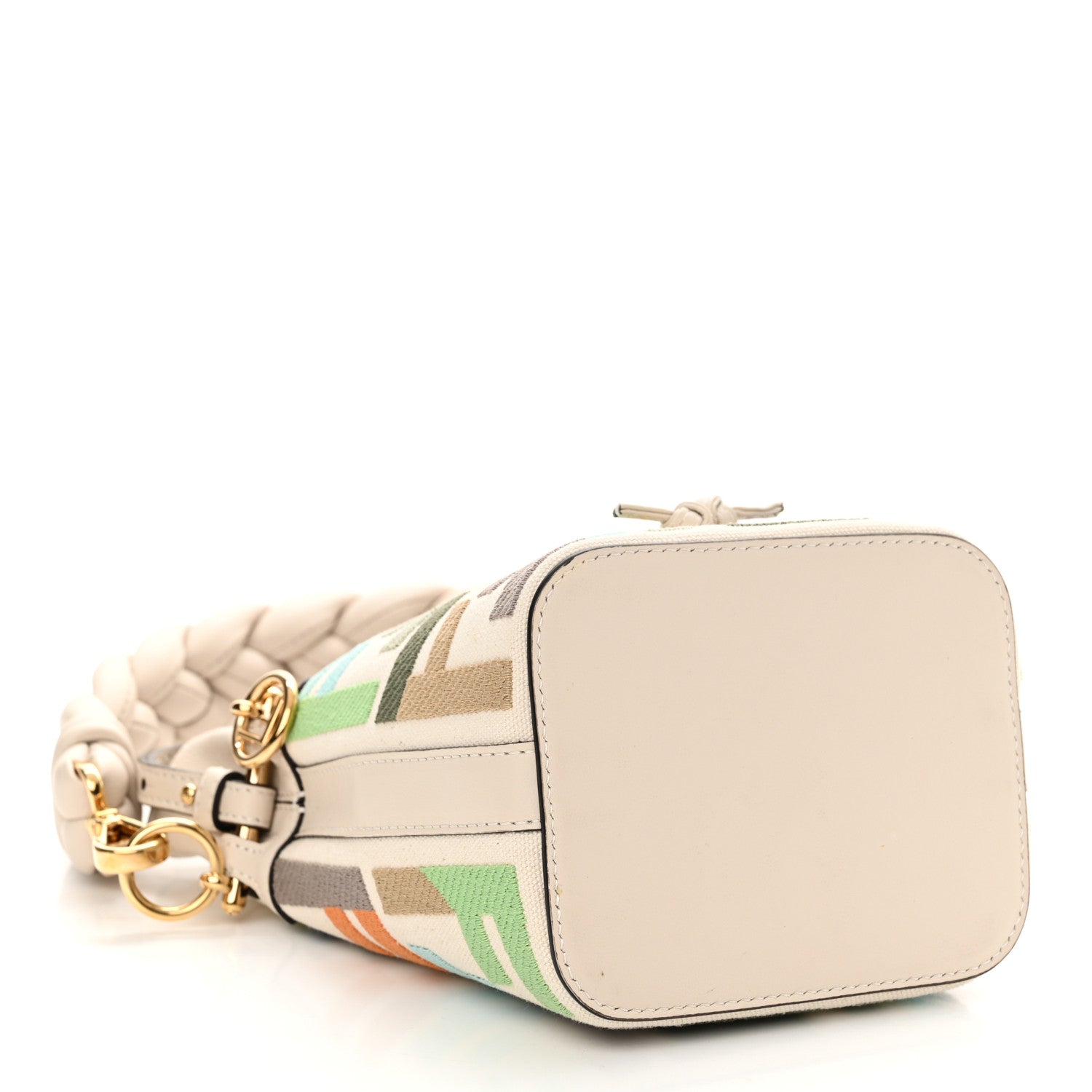 Fendi Canvas Vitello Grace F is Fendi FF Multicolor Embroidered Mini Mon Tresor Bucket Bag Grezzo Multicolor Latte 4 of 15