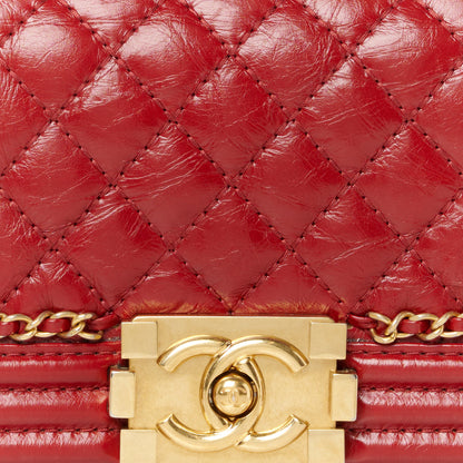 Chanel Aged Calfskin Quilted Small Jacket Boy Flap Red 8 of 10