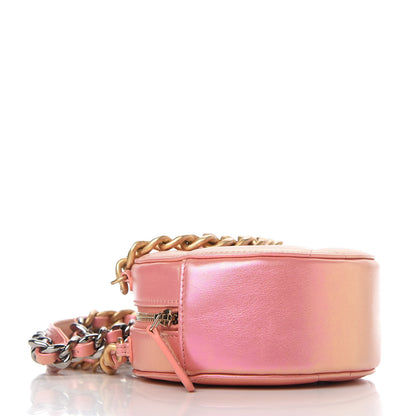 Chanel Iridescent Calfskin Quilted Chanel 19 Round Clutch With Chain Pink 4 of 10
