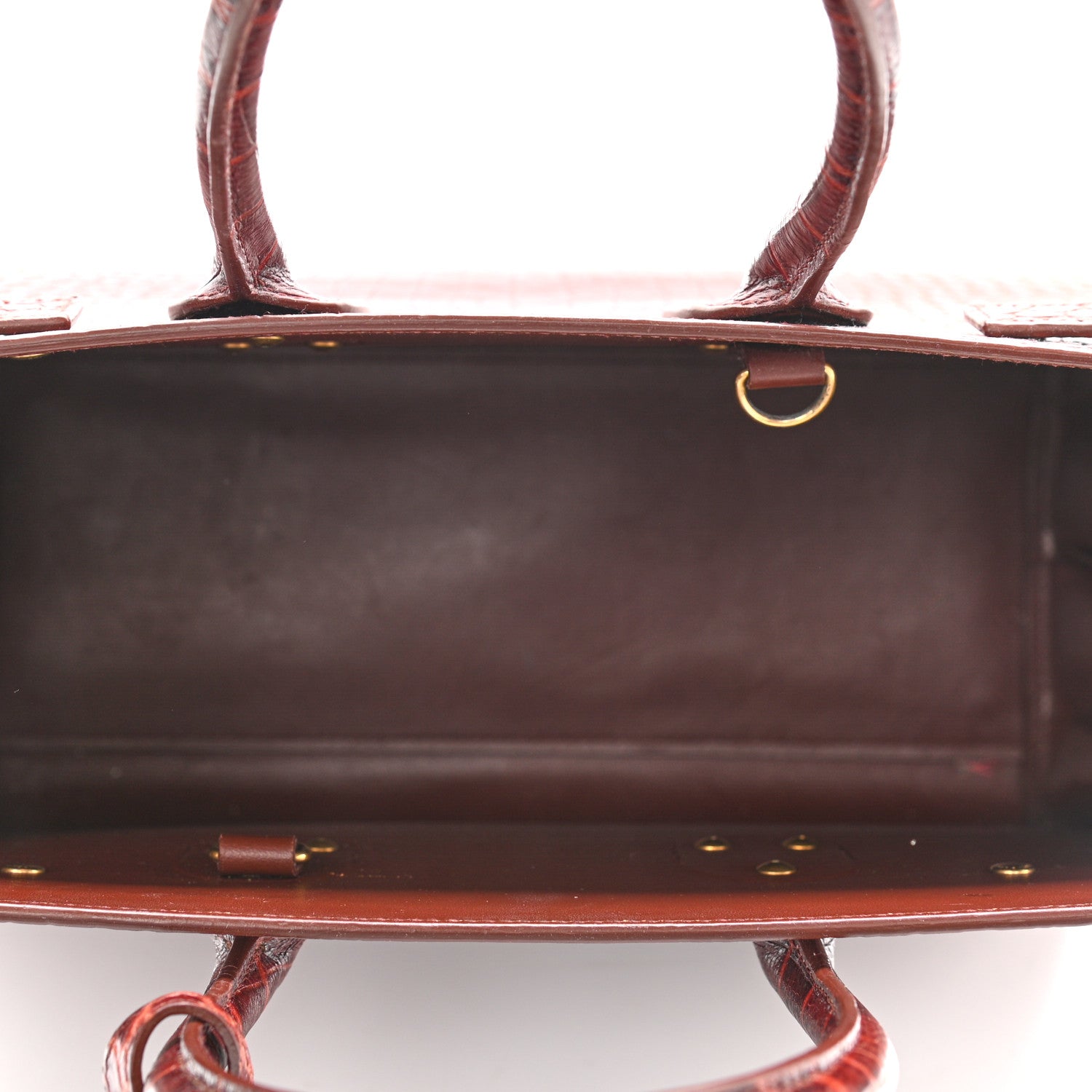 Saint Laurent Calfskin Crocodile Embossed Small Sac de Jour Dark Blood 5 of 13