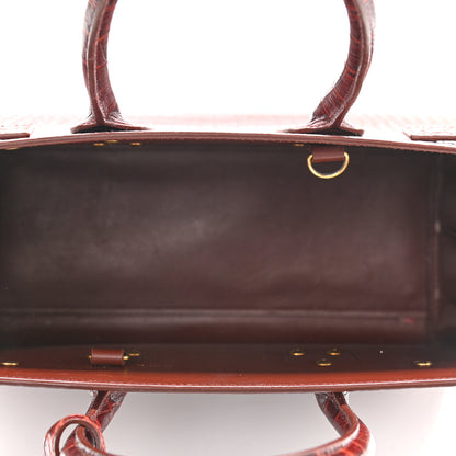 Saint Laurent Calfskin Crocodile Embossed Small Sac de Jour Dark Blood 5 of 13
