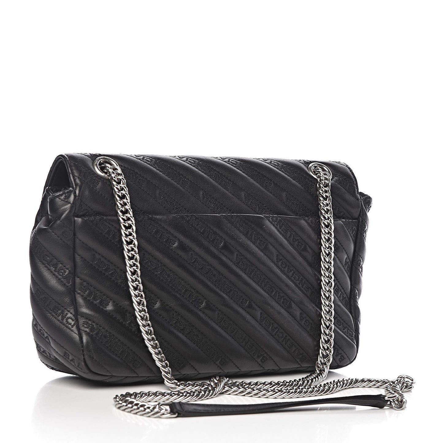 Calfskin Logo Matelasse M BB Chain Shoulder Bag Black