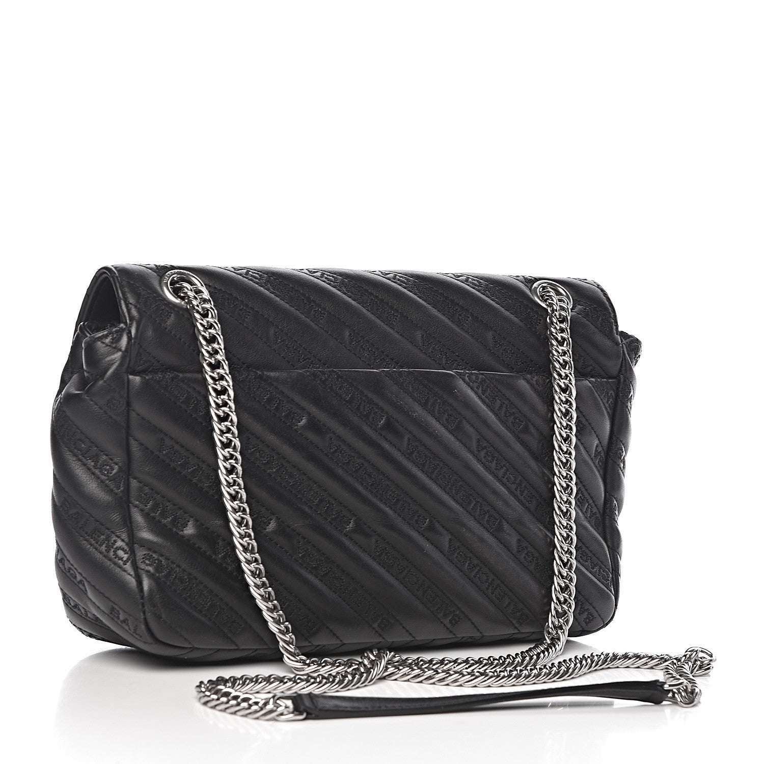 Balenciaga Calfskin Logo Matelasse M BB Chain Shoulder Bag Black 3 of 13