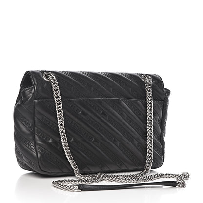 Balenciaga Calfskin Logo Matelasse M BB Chain Shoulder Bag Black 3 of 13