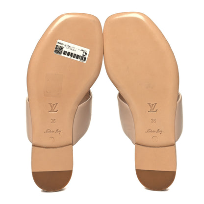 Louis Vuitton Lambskin Embossed Monogram Drapy Flat Thong Sandal 36 Beige 5 of 8