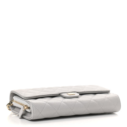 Chanel Caviar Quilted Phone Holder Wallet on Removable Chain Grey 4 of 11