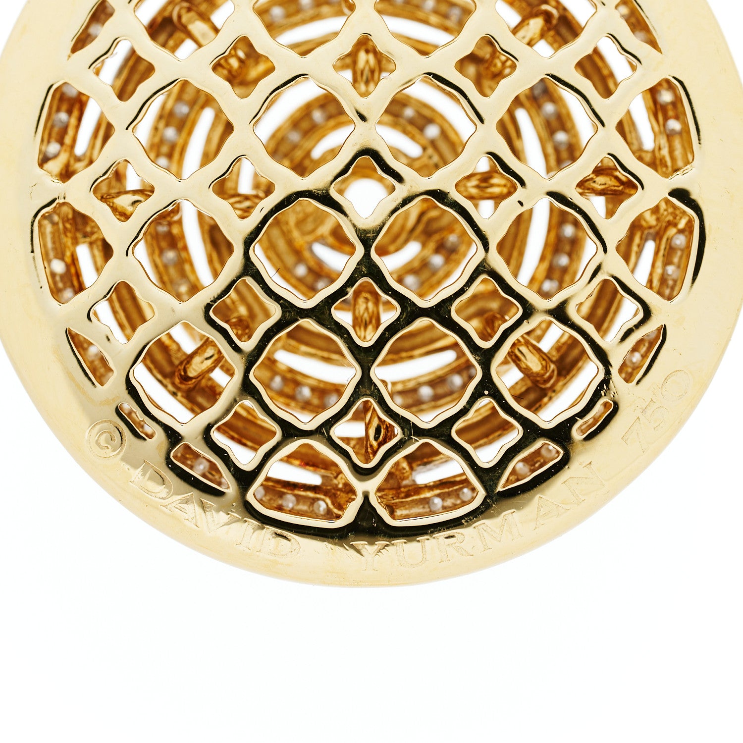 David Yurman 18K Yellow Gold Diamond Labyrinth Disc Enhancer Pendant 4 of 4