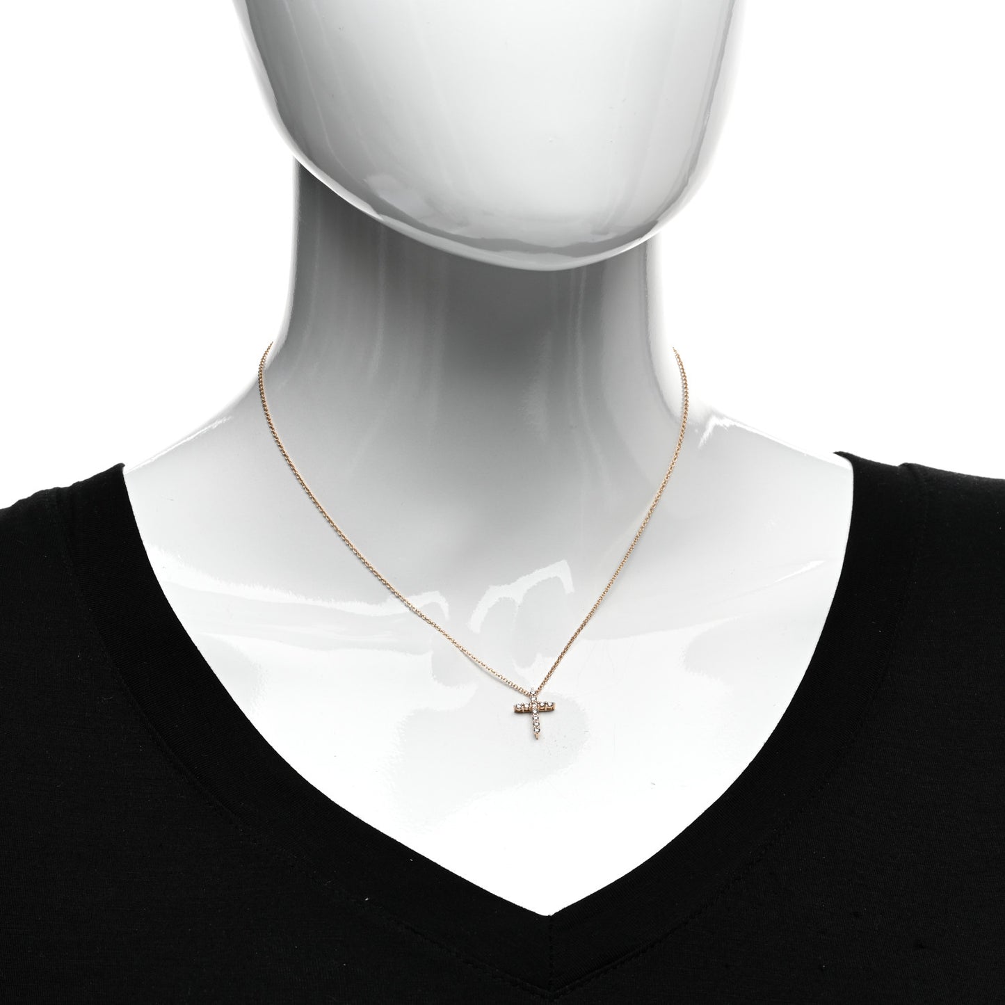 18K Yellow Gold Diamond Mini Cross Pendant Necklace