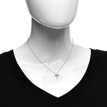 Tiffany 18K Yellow Gold Diamond Mini Cross Pendant Necklace 2 of 5