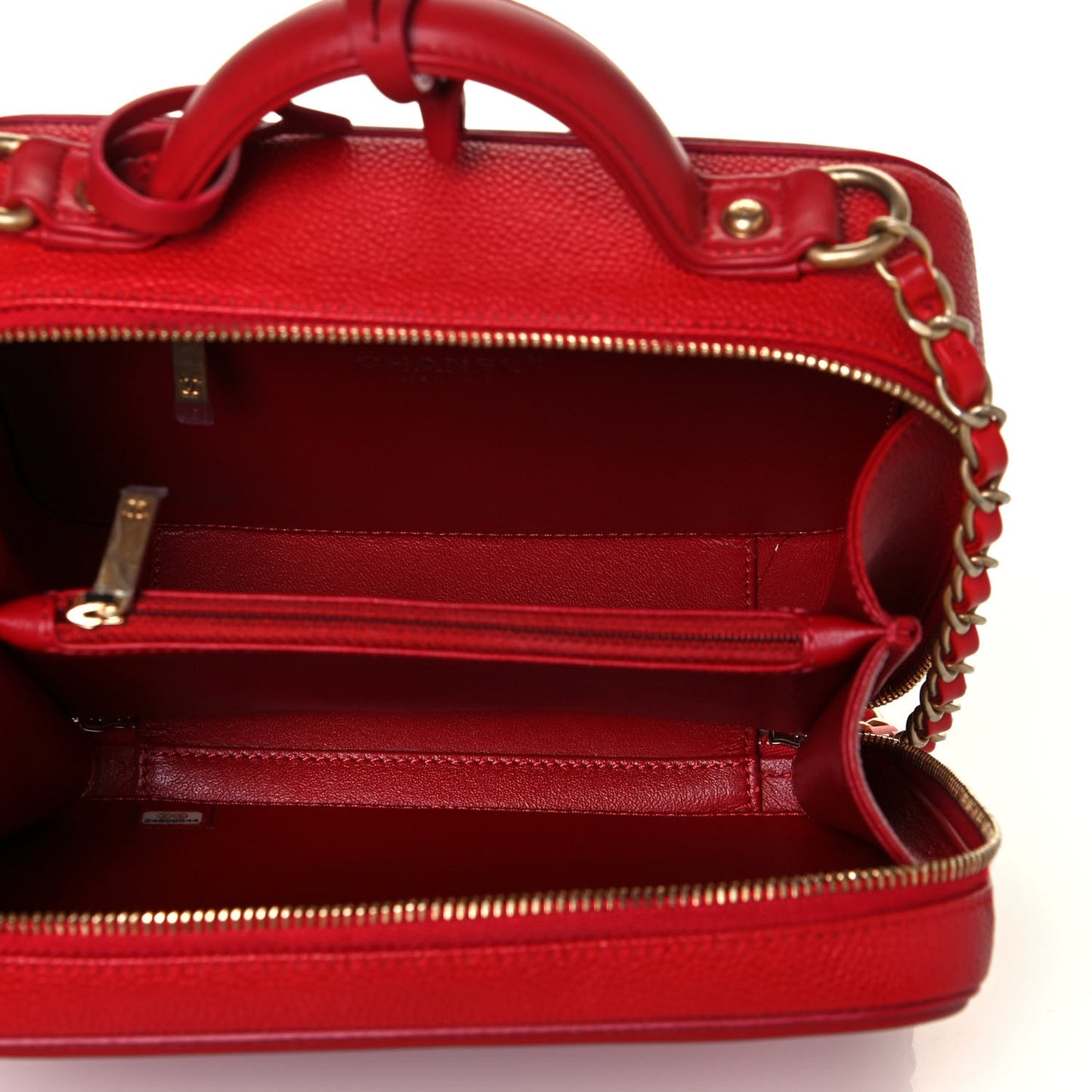 Caviar Quilted Medium CC Filigree Vanity Case Red