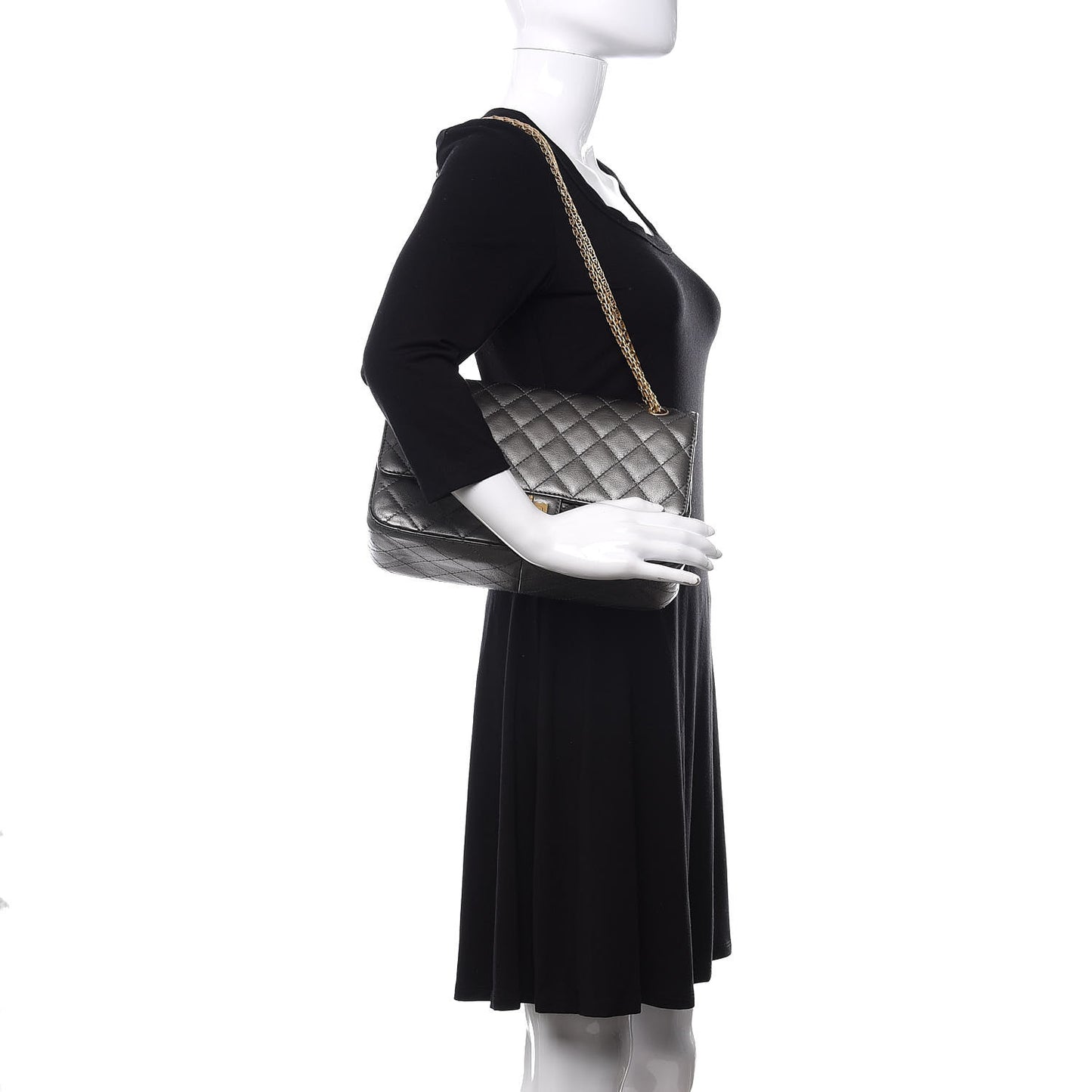 Metallic Calfskin Quilted 2.55 Reissue 226 Flap Charcoal