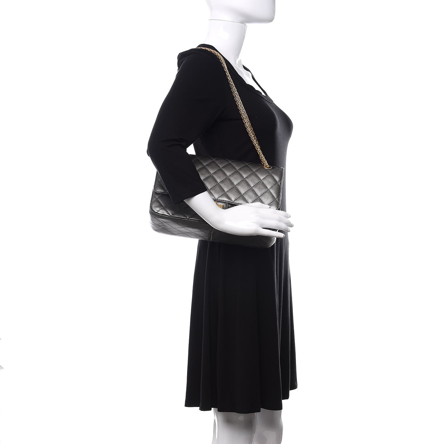 Chanel Metallic Calfskin Quilted 2.55 Reissue 226 Flap Charcoal 3 of 13