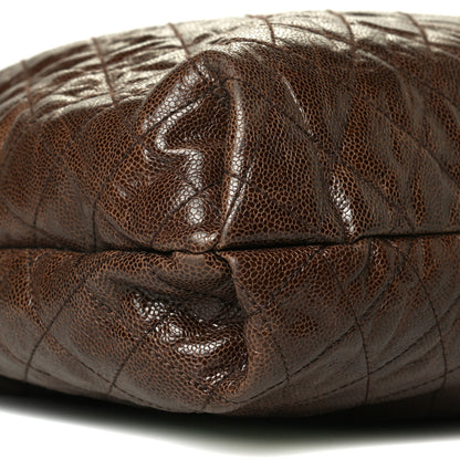 Chanel Distressed Glazed Caviar Quilted Large Elastic Tote Brown 10 of 13