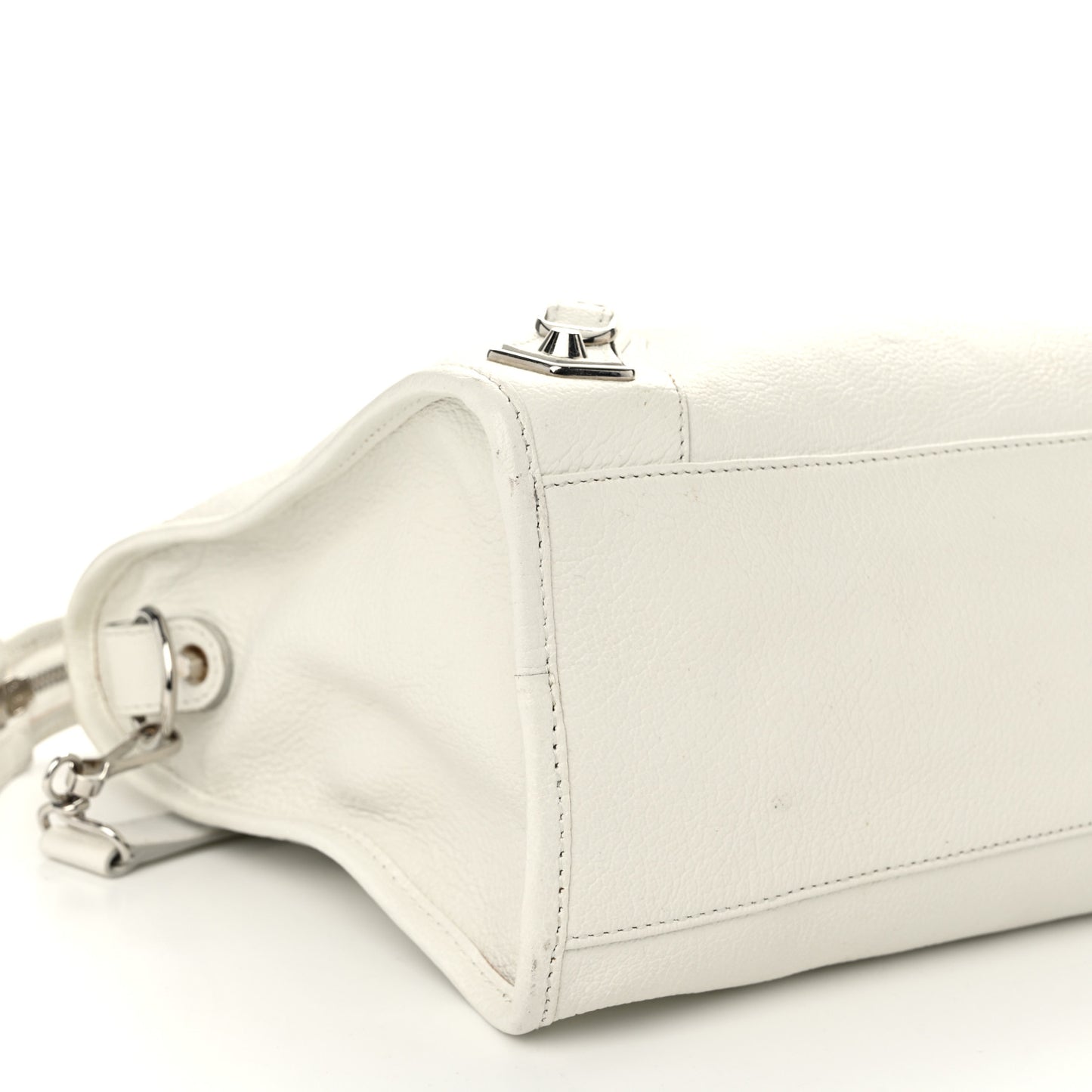 Chevre Silver Metallic Edge Hardware City White