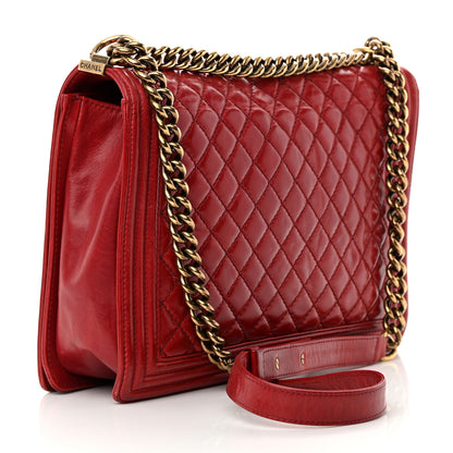 Chanel Aged Glazed Calfskin Quilted Large Boy Flap Red 2 of 18