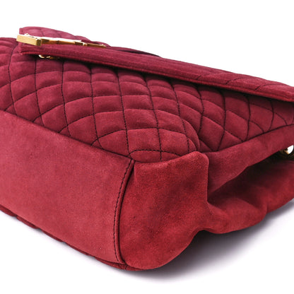 Saint Laurent Suede Mixed Matelasse Tri-Quilt Large Monogram Envelope Satchel Red 13 of 13