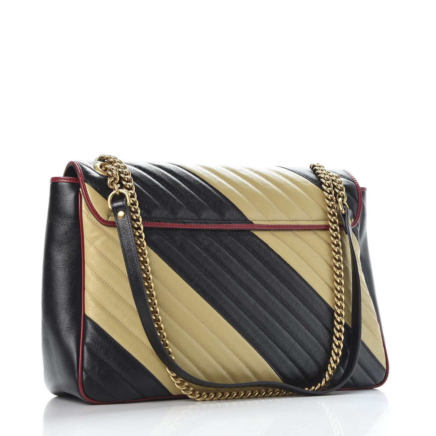 Azalea Calfskin Matelasse Diagonal Patchwork Large Torchon GG Marmont Shoulder Bag Black Beige Romantic Cerise