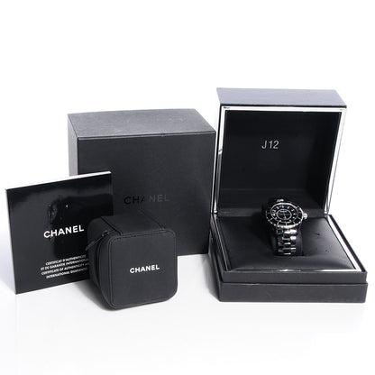 Chanel Stainless Steel Ceramic Diamond 33mm J12 Quartz Watch Black 6 of 6