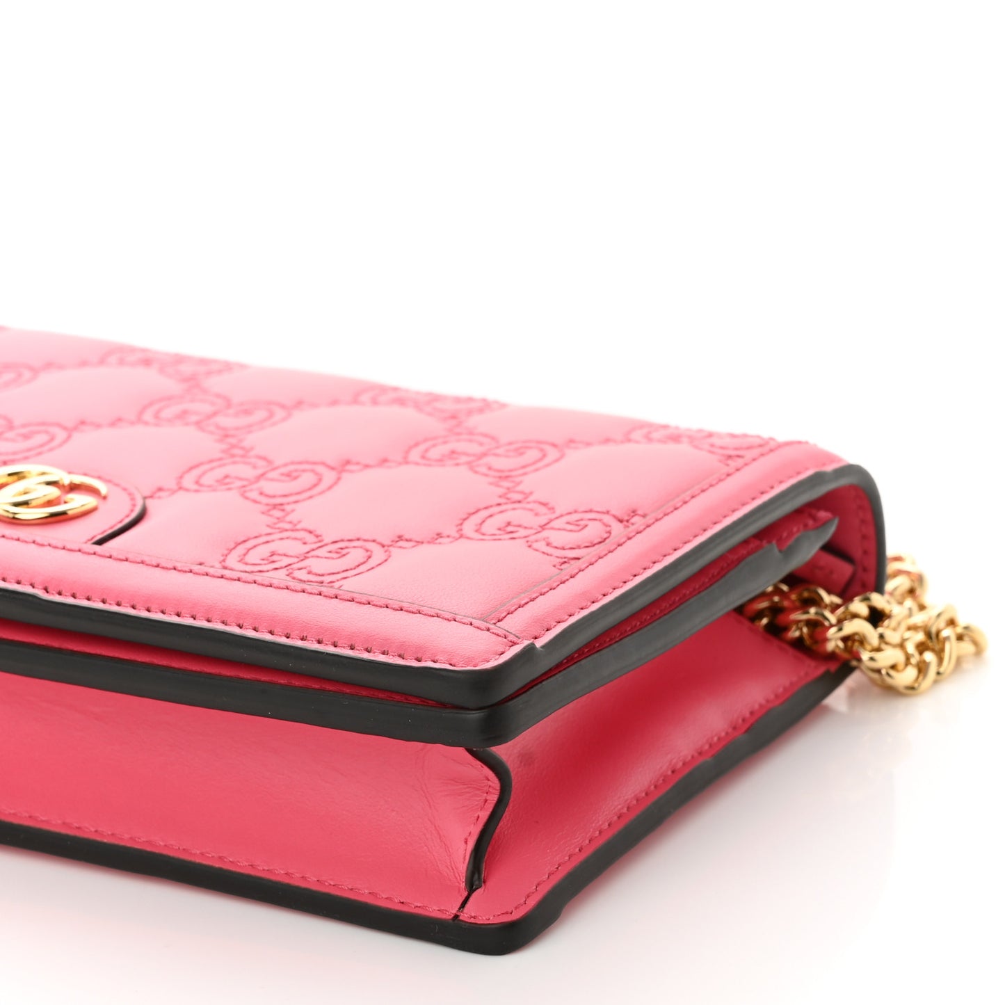 Calfskin GG Matelasse Chain Wallet Rhodamine Pink