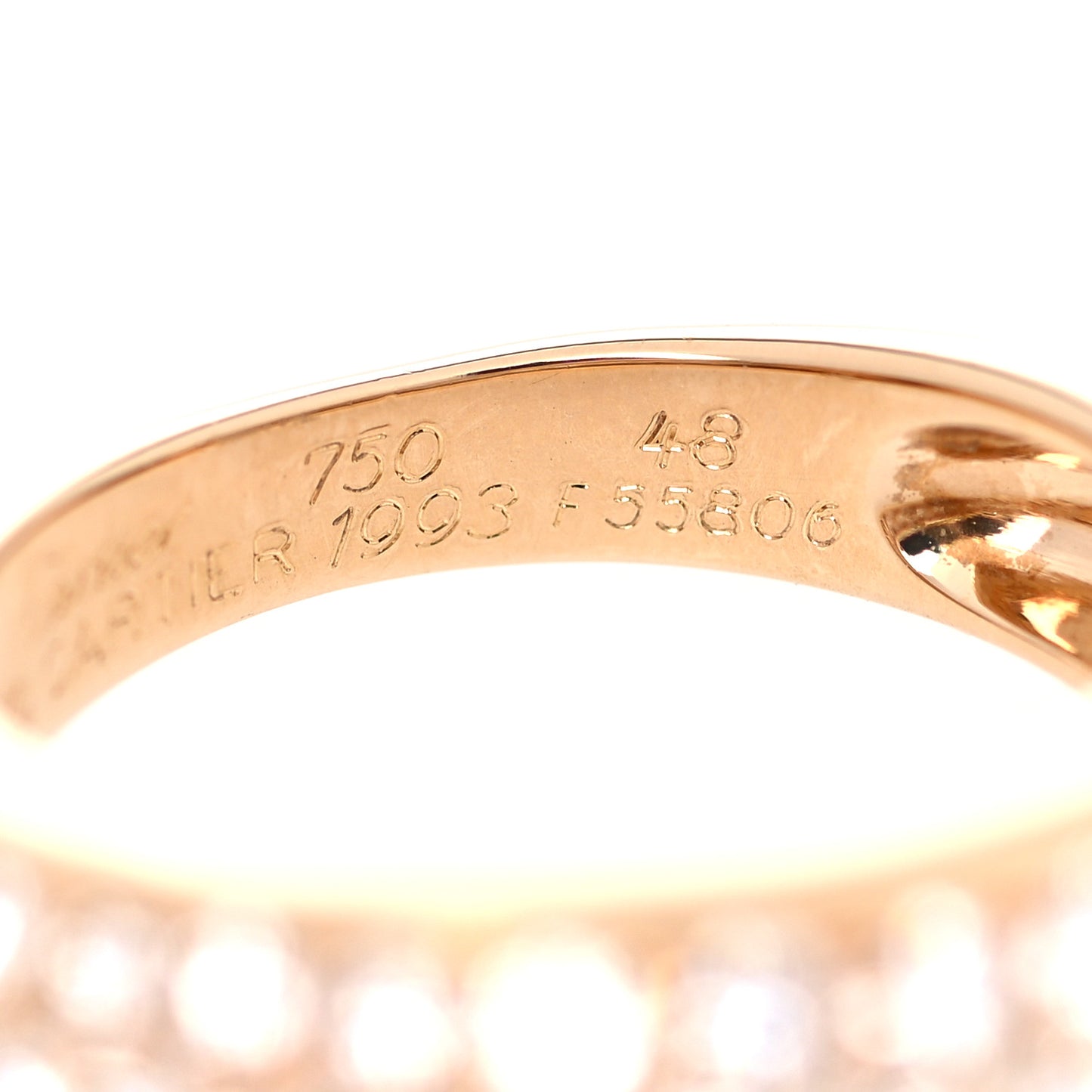 18K Yellow Gold Diamond 6mm Etincelle de Cartier Band Ring 48 4.5