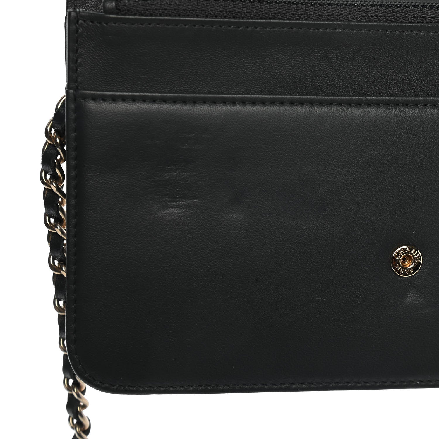 Chanel Lambskin Timeless CC Wallet On Chain WOC Grey 11 of 12