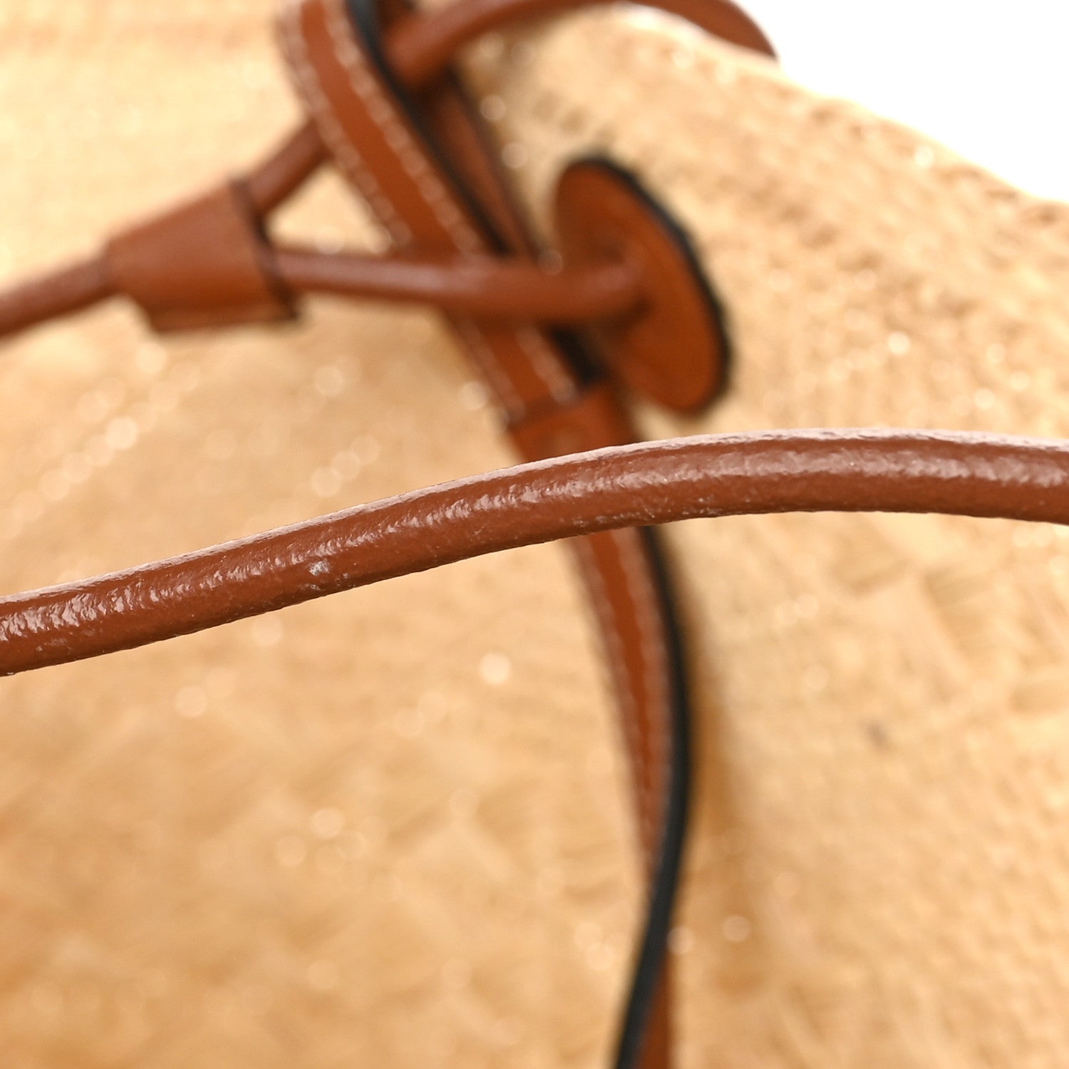 Loewe Calfskin Raffia Small Anagram Basket Tote Bag Natural Tan 9 of 9