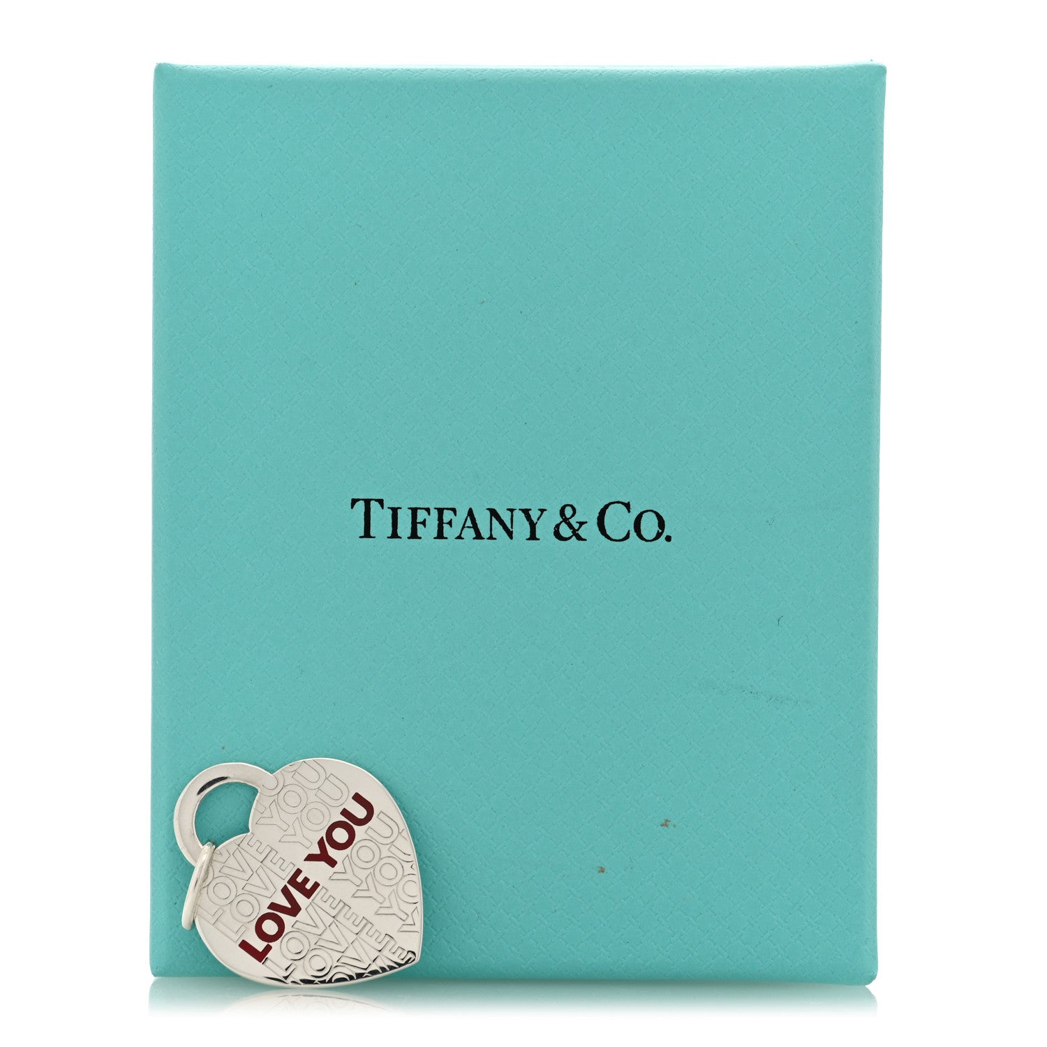 Tiffany Sterling Silver Enamel LOVE YOU Heart Charm Red 4 of 4