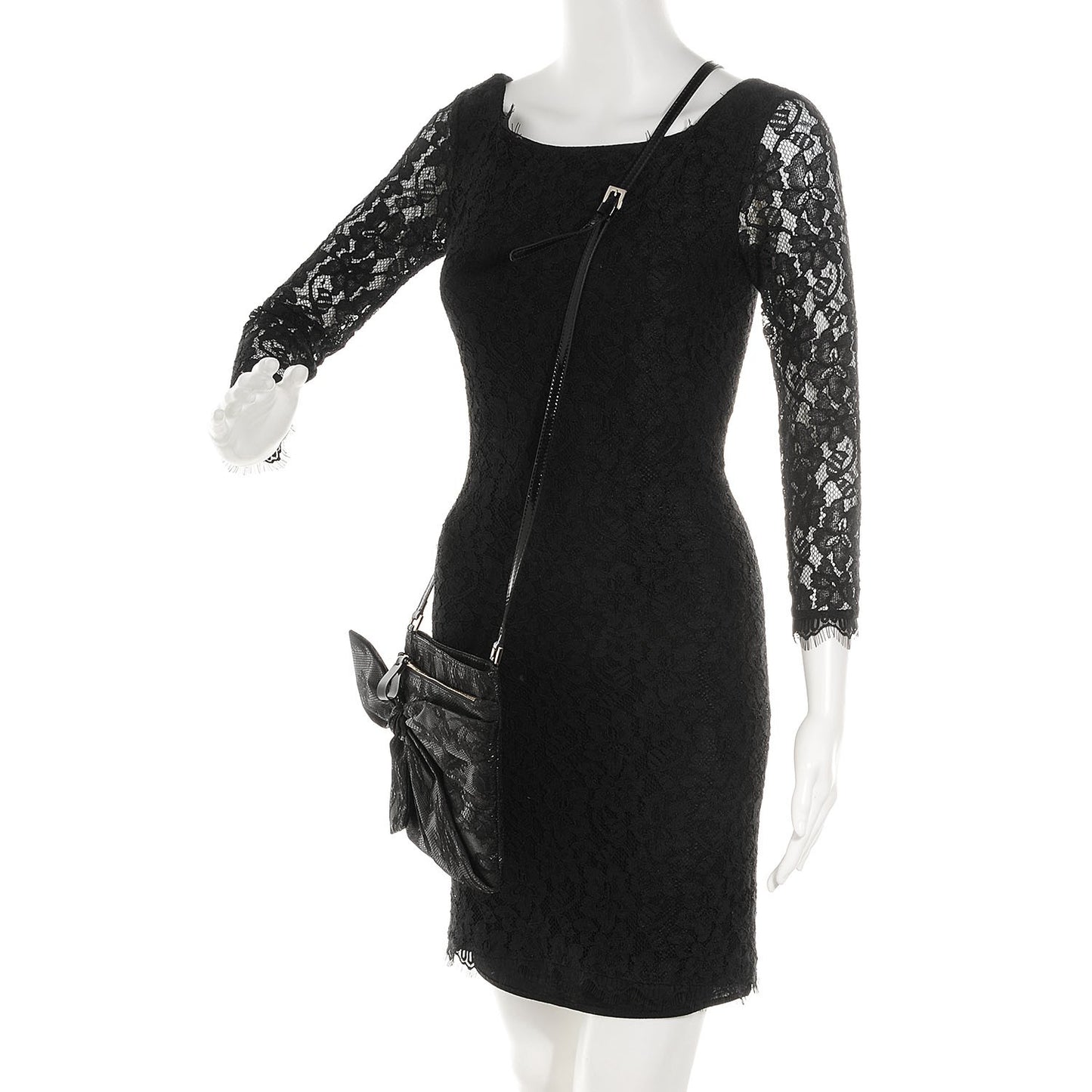 Lace Bow Crossbody Bag Black