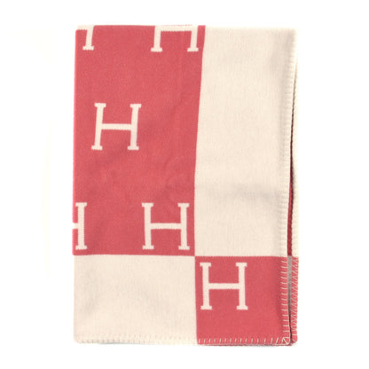 Hermes Wool Cashmere Avalon Baby Blanket Rose Airelle White 1 of 3