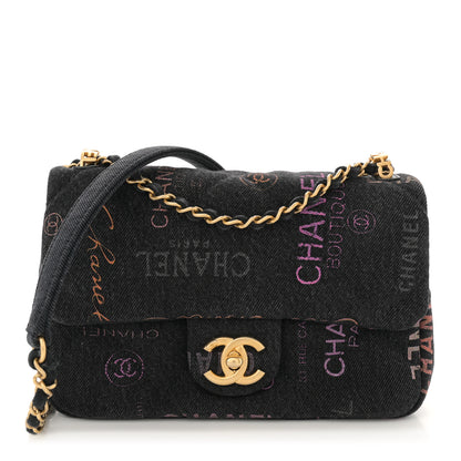 Chanel Denim Quilted Denim Mood Mini Rectangular Flap Black Multicolor 1 of 11