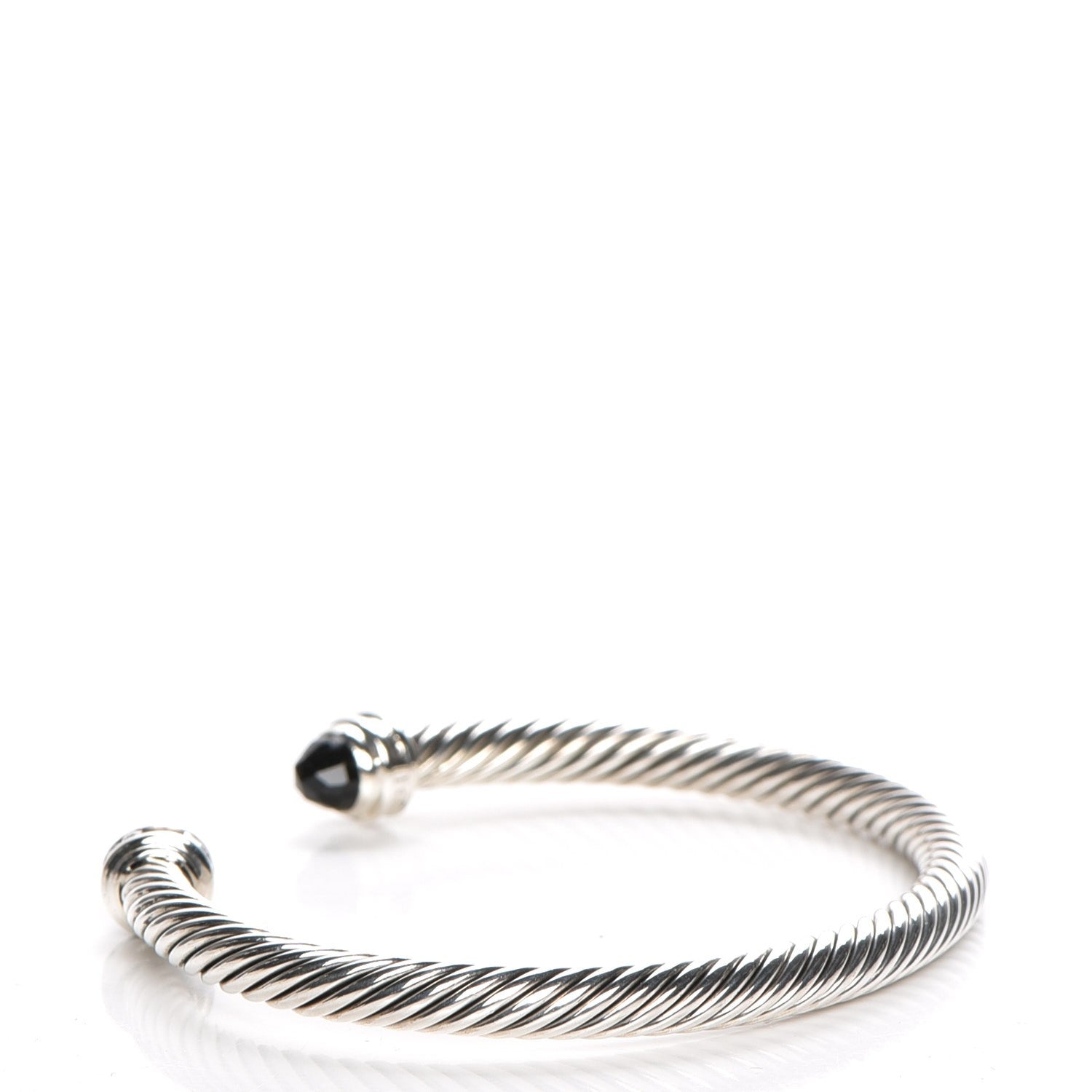 David Yurman Sterling Silver Diamond Black Onyx 5mm Cable Classics Princess Bracelet 3 of 6