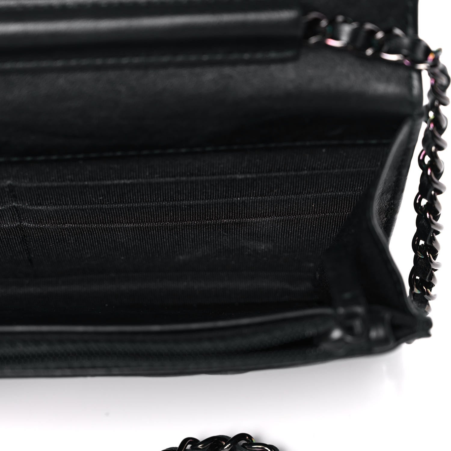 Chanel Crumpled Calfskin Quilted Wallet On Chain WOC So Black 15 of 16