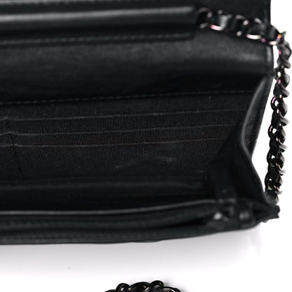 Chanel Crumpled Calfskin Quilted Wallet On Chain WOC So Black 15 of 16