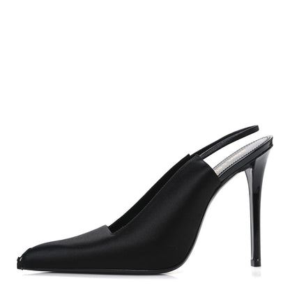 Saint Laurent Raso Regale Raven 110 Slingback Pumps 37.5 Black 1 of 11