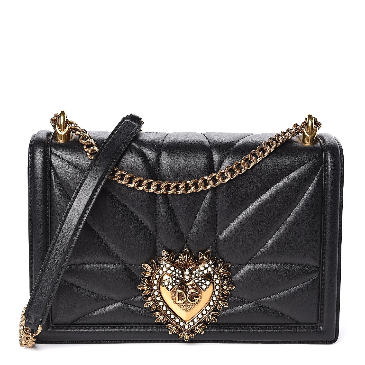 Dolce & Gabbana Calfskin Large Devotion Crossbody Bag Black 1 of 10