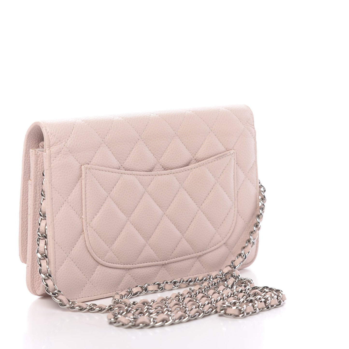 Caviar Quilted Wallet On Chain WOC Light Pink