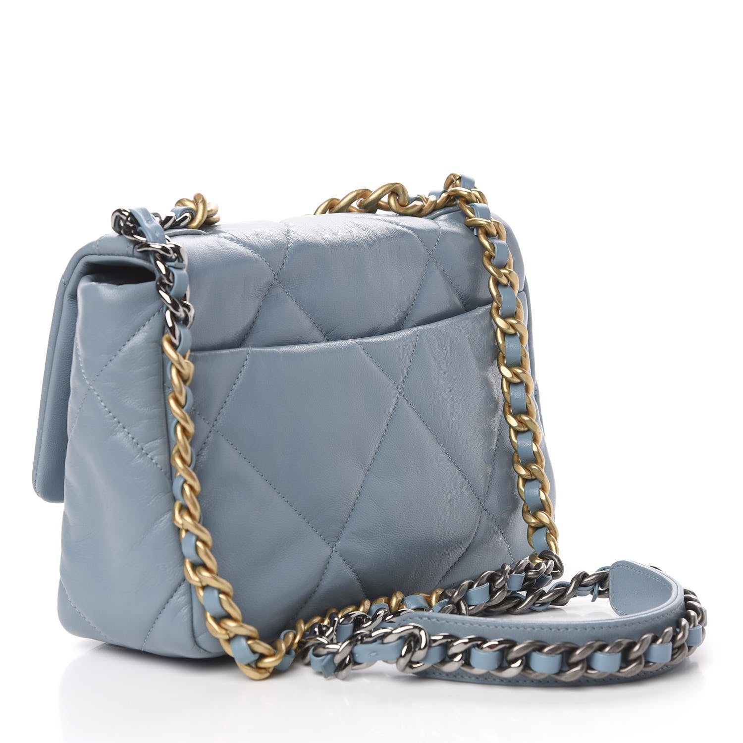 Chanel Goatskin Quilted Medium 19 Flap Blue 3 of 11