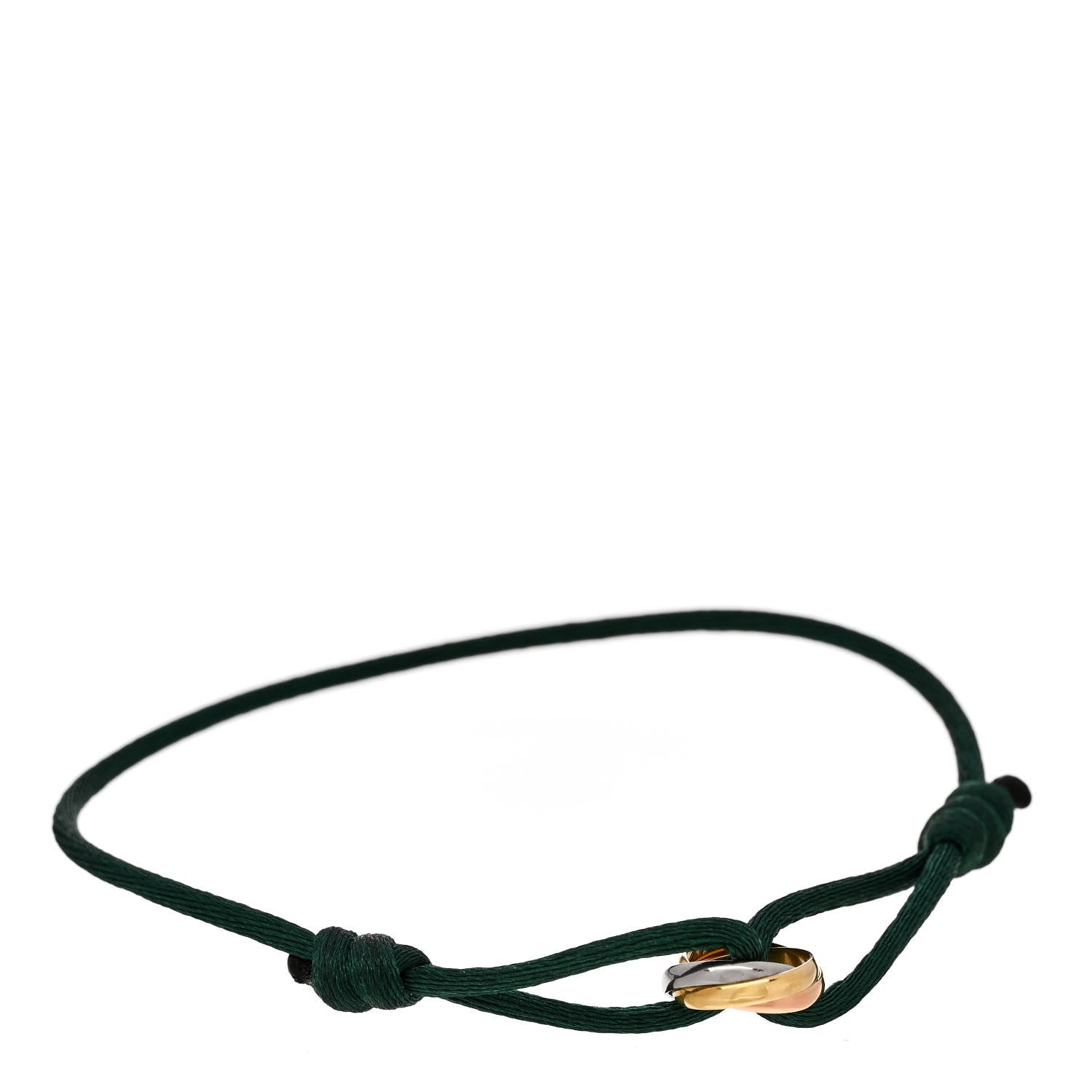 Cartier 18K Pink Yellow White Gold Trinity Adjustable Cord Bracelet Green 1 of 4