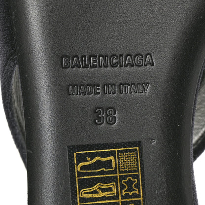 Balenciaga Velvet BB Knife Pointy Toe Slingback Flats 38 Black 7 of 7