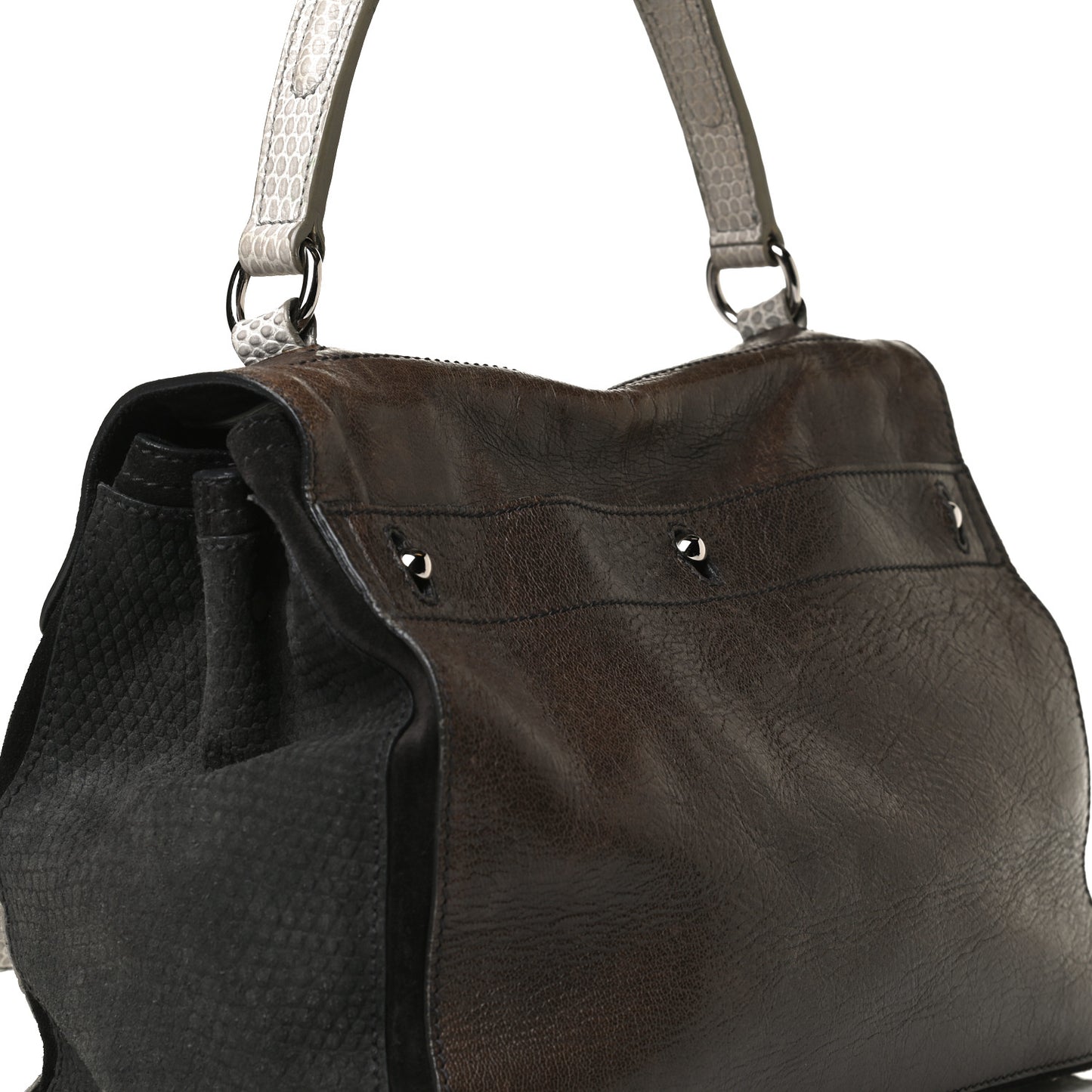Calfskin Lizard Embossed Medium Muse Two Brown