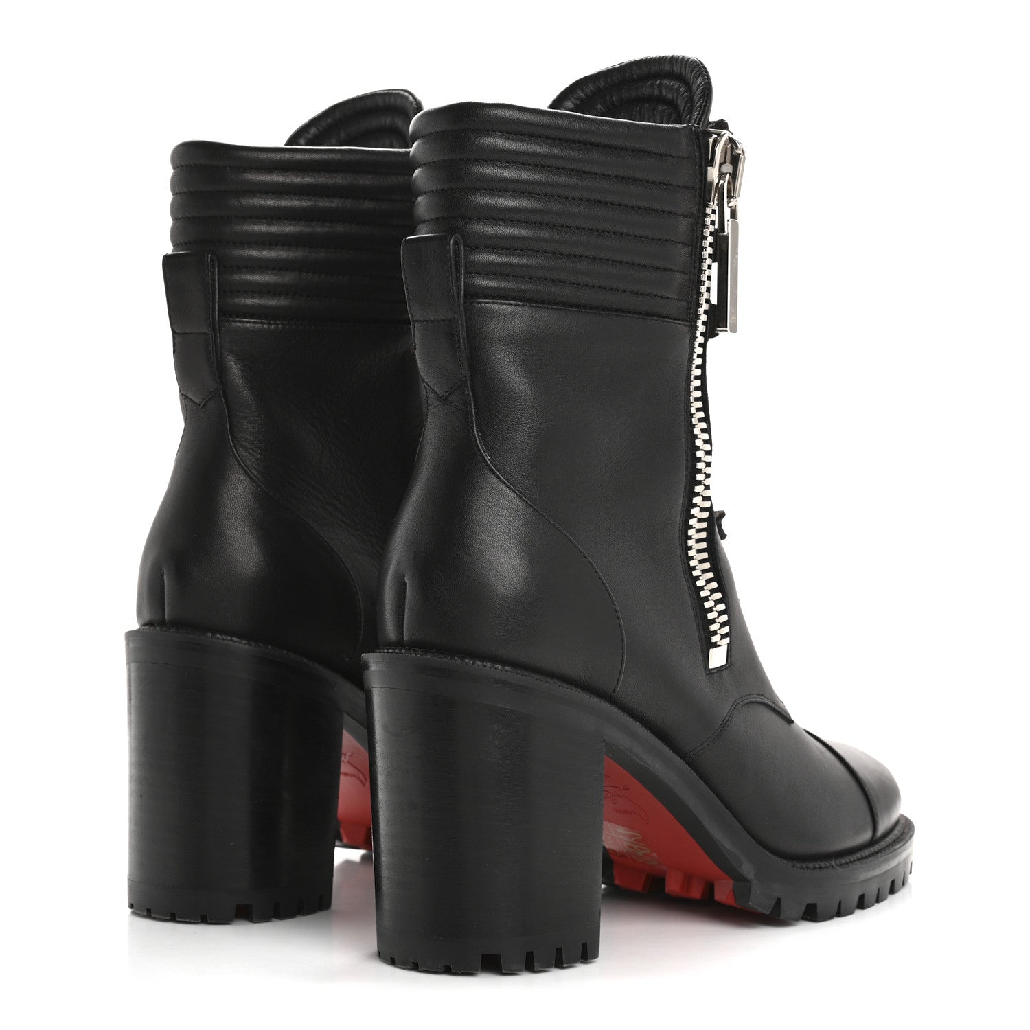Christian Louboutin En Hiver Mixed Dual-Zip Booties 39 Black 5 of 13