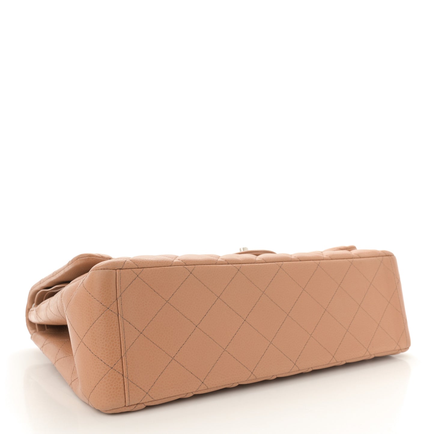 Caviar Quilted Maxi Double Flap Dark Beige