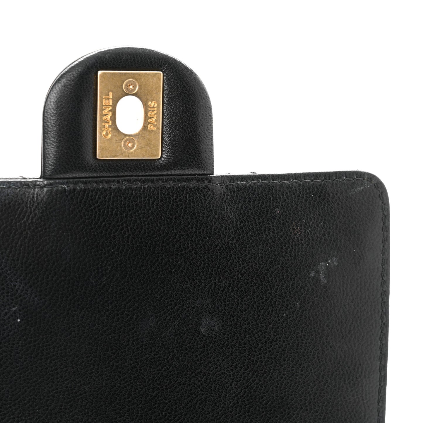 Goatskin Quilted Chic Pearls Flap Black