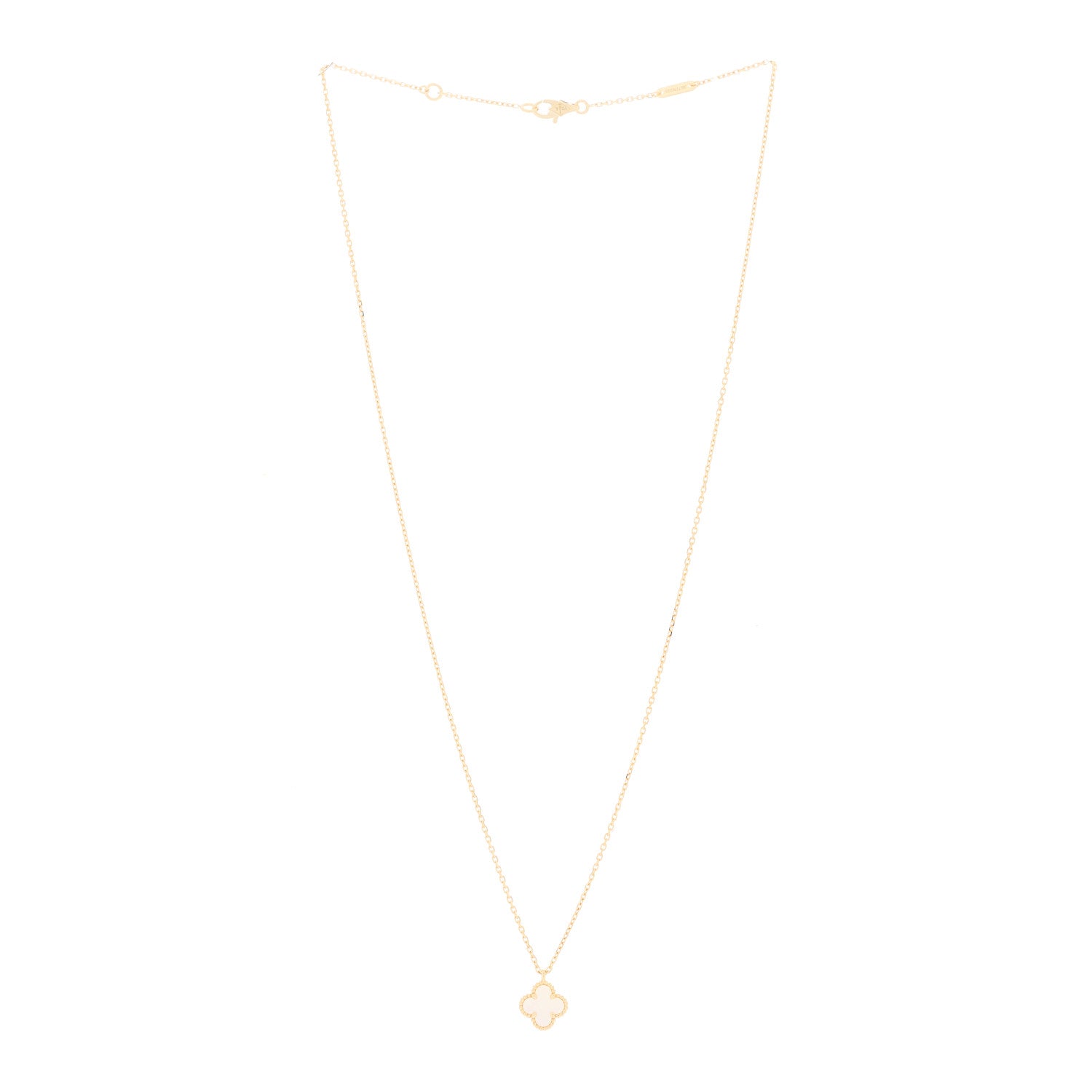 Van Cleef & Arpels 18K Yellow Gold Mother of Pearl Sweet Alhambra Pendant Necklace 2 of 5